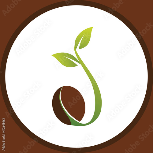 Sprout eco logo, green leaf seedling, growing plant Abstract design concept for eco technology theme. Ecology icon