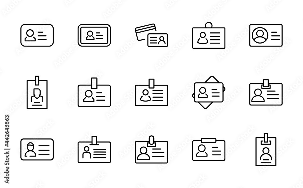 Persanal card line icon set - obrazy, fototapety, plakaty 
