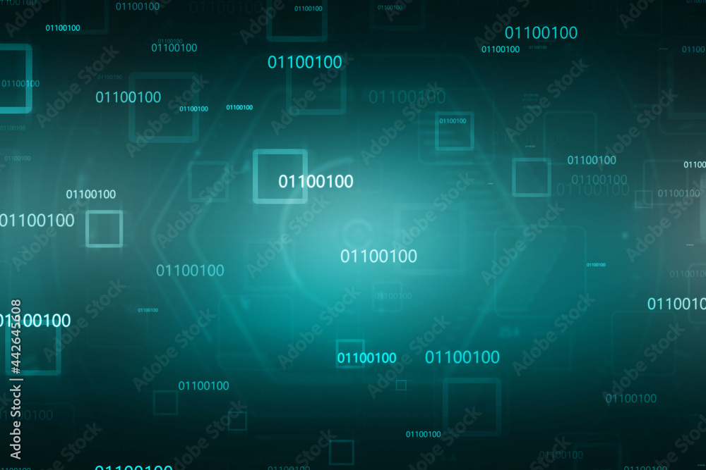 Fototapeta premium 2d illustration abstract digital binary data on computer screen