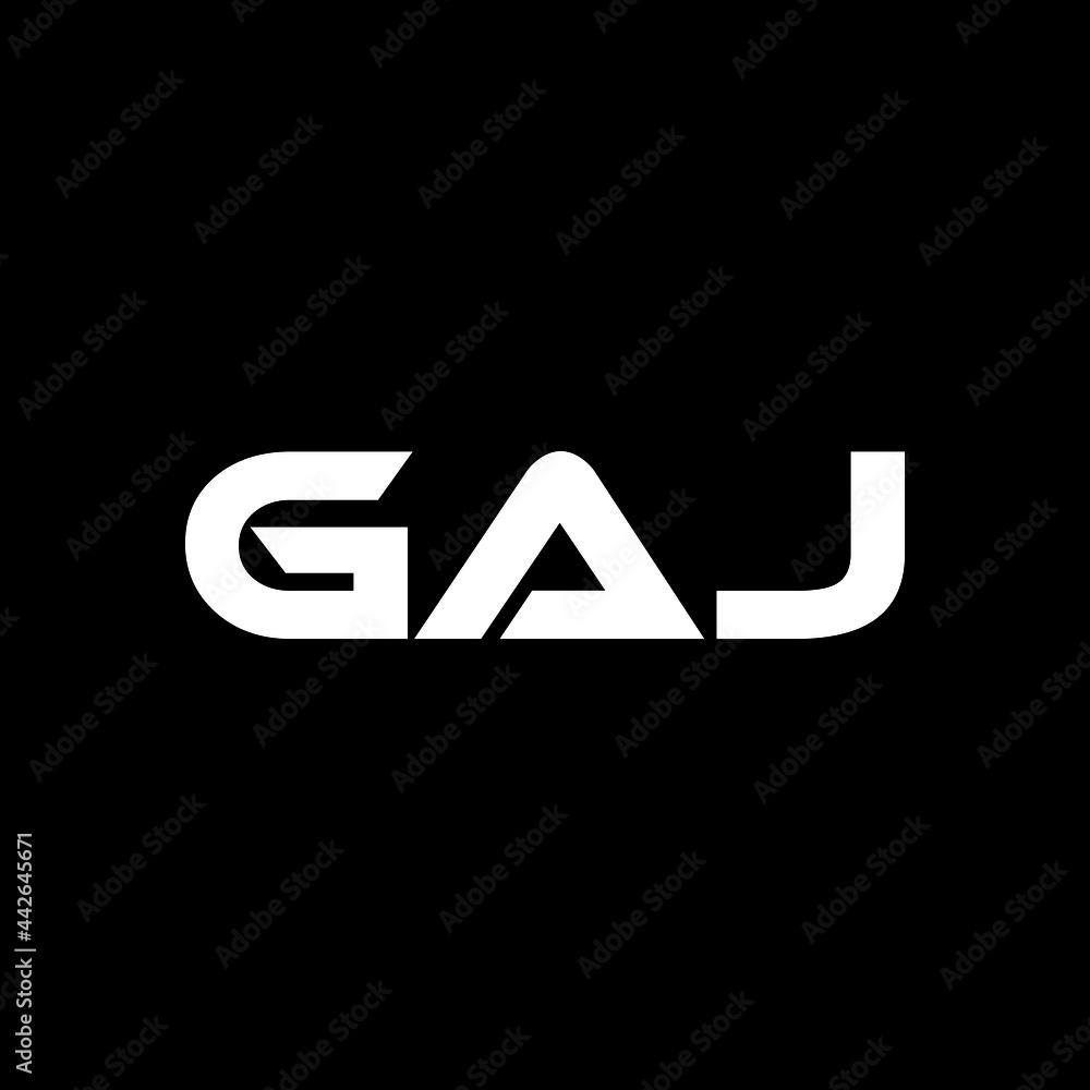 GAJ letter logo design with black background in illustrator, vector logo modern alphabet font overlap style. calligraphy designs for logo, Poster, Invitation, etc. - obrazy, fototapety, plakaty 