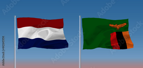ザンビアとオランダの国旗