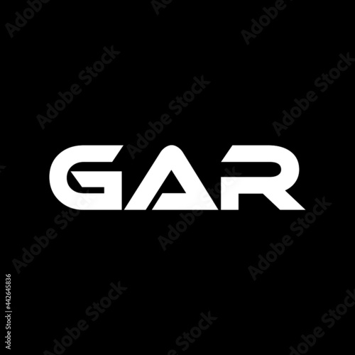 GAR letter logo design with black background in illustrator, vector logo modern alphabet font overlap style. calligraphy designs for logo, Poster, Invitation, etc.