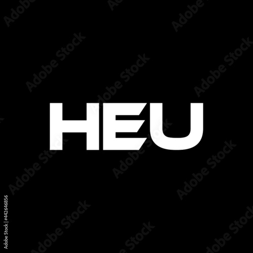 HEU letter logo design with black background in illustrator, vector logo modern alphabet font overlap style. calligraphy designs for logo, Poster, Invitation, etc.