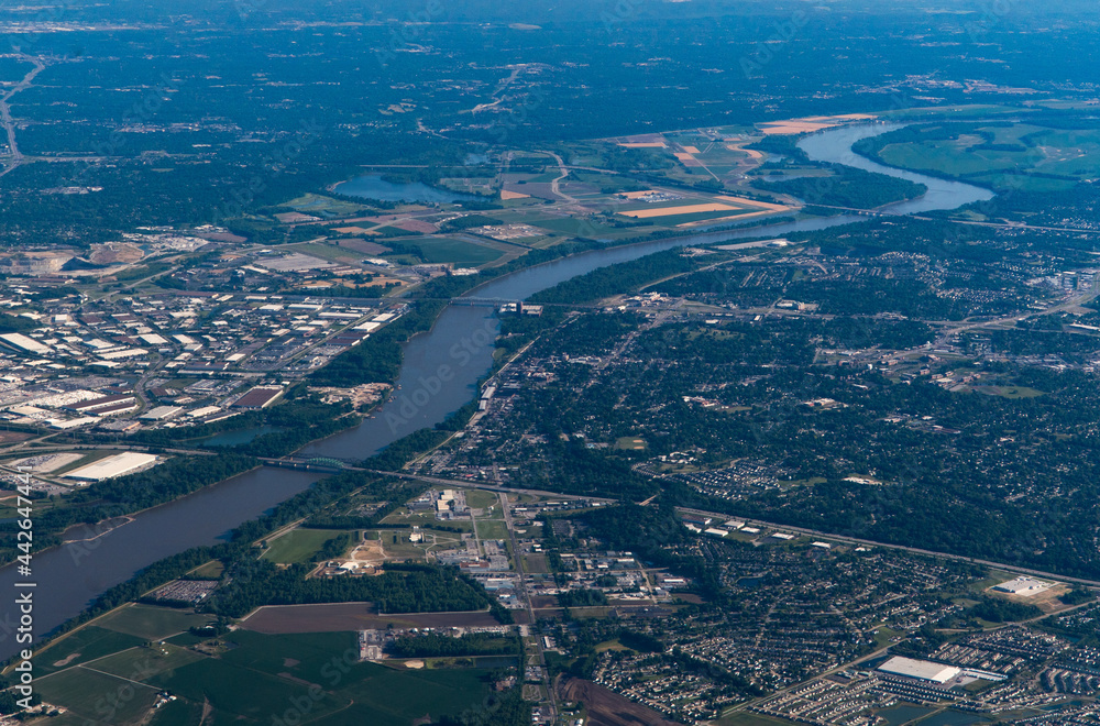 Aerial view of River Bend, Missouri River, Missouri