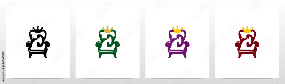 Sitting On A Throne With Crown Letter Logo Design E Sitting On A Throne With Crown Letter Logo Design E