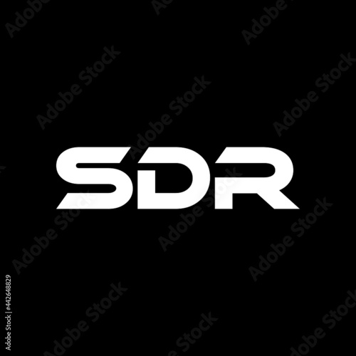SDR letter logo design with black background in illustrator, vector logo modern alphabet font overlap style. calligraphy designs for logo, Poster, Invitation, etc.	 photo