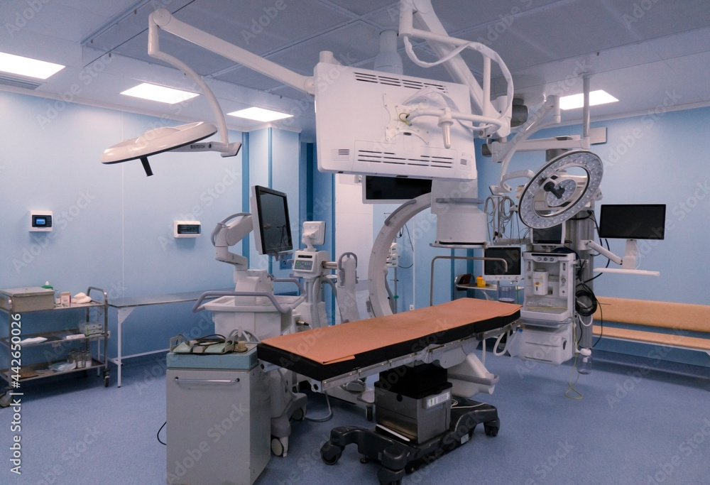 Operating room. Modern surgical equipment in the operating room.