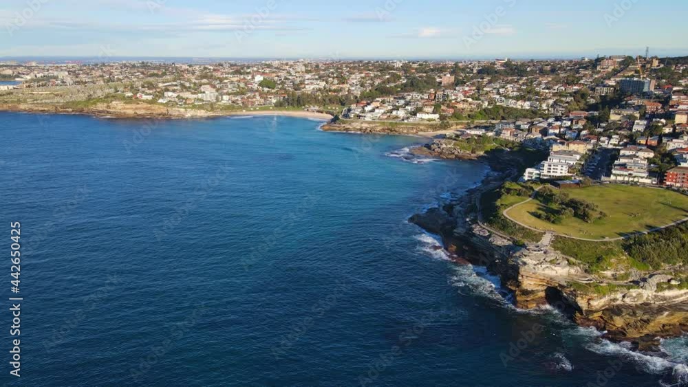Marks Park Of Tamarama Beach And The Vast Townscape Of Eastern Suburbs At Sydney, NSW, Australia. aerial Marks Park Of Tamarama Beach And The Vast Townscape Of Eastern Suburbs At Sydney, NSW, Australia. aerial