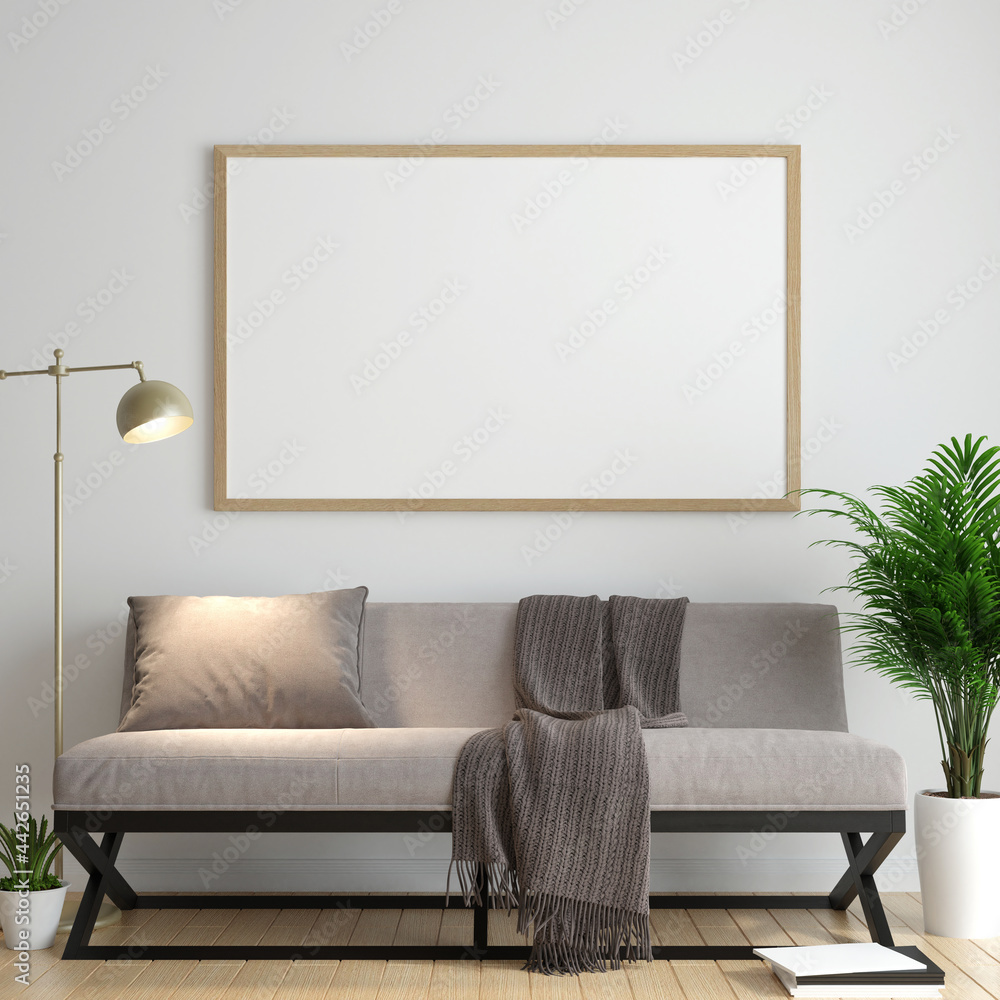 The living room consists of a sofa chair and a picture frame on the wall. The living room consists of a sofa chair and a picture frame on the wall.