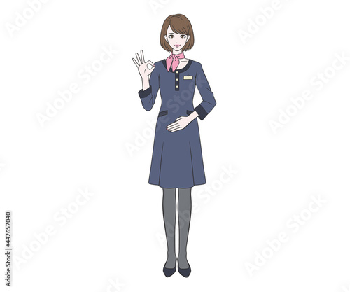 OKマークをつくる受付嬢