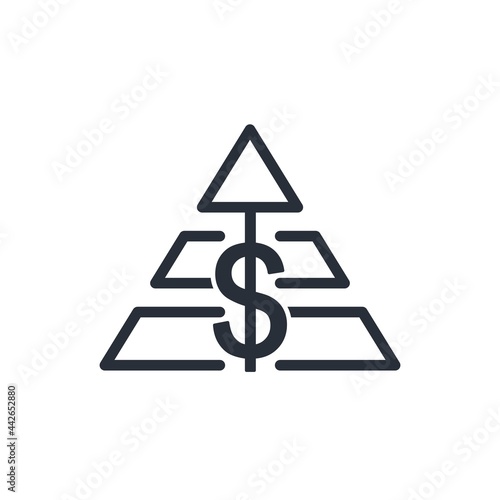 Financial technology. Scheme  ponzi. Vector linear icon isolated on white background.
