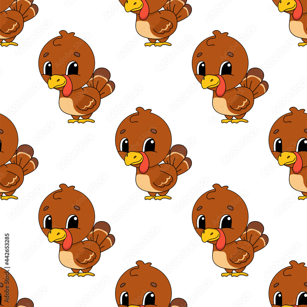 Fototapeta premium Colored seamless pattern. Cartoon style. Hand drawn. Vector illustration isolated on white background. For walpaper, poster, banner.
