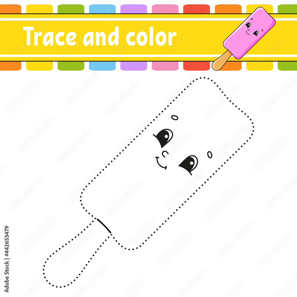 Trace and color. Coloring page for kids. Handwriting practice ...