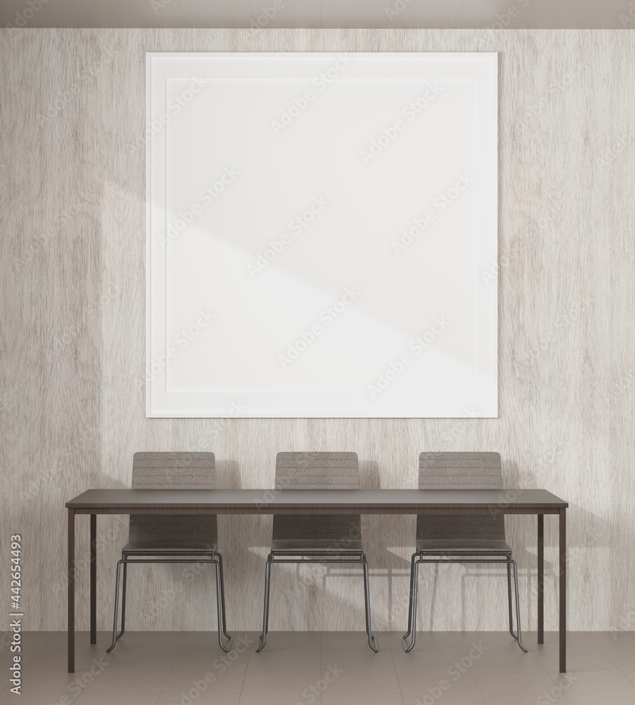 3D office room with blank photo frame 3D office room with blank photo frame