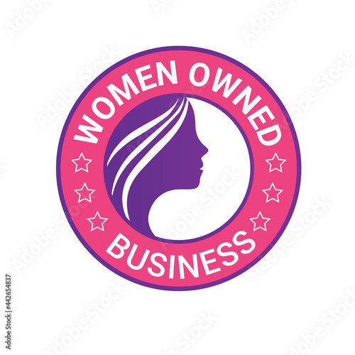 Women Owned Logo. Women Owned vector logo design. Women Owned business logo, Women owned badge, Women owned business icon