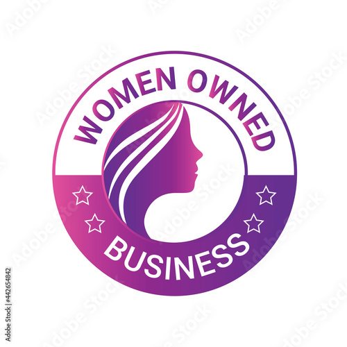 Women Owned Logo. Women Owned vector logo design. Women Owned business logo, Women owned badge, Women owned business icon