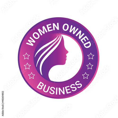 Women Owned Logo. Women Owned vector logo design. Women Owned business logo, Women owned badge, Women owned business icon