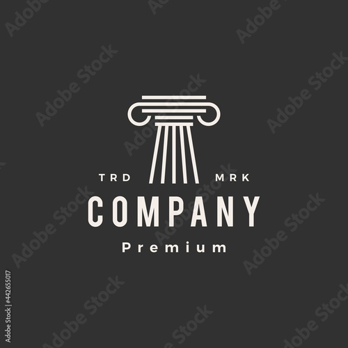 pillar column greek ionic hipster vintage logo vector icon illustration