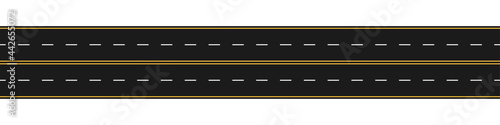 Seamless road with different road markings. Asphalt road. Flat style. Vector illustration