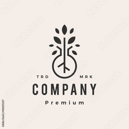 tree root lab laboratory hipster vintage logo vector icon illustration