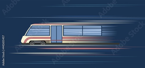 High-speed train Suburban and urban underground transport. Road. Railway with a locomotive. Metro. Dark illustration. Flat style design. Vector