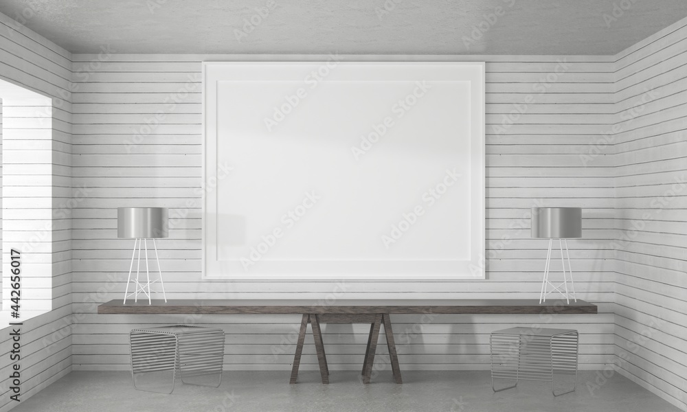 3D living room and chair with blank photo frame 3D living room and chair with blank photo frame