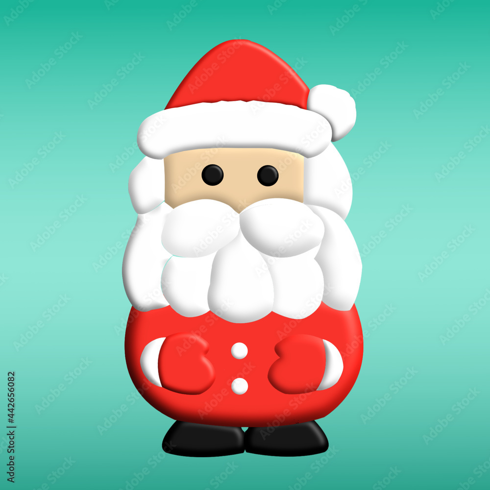 3D illustration concept of Santa Claus character on a gradient pastel light blue background. 3D illustration concept of Santa Claus character on a gradient pastel light blue background.