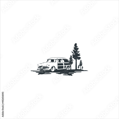 Woody surf wagon illustration Woody Wagon vector Images logo design inspiration