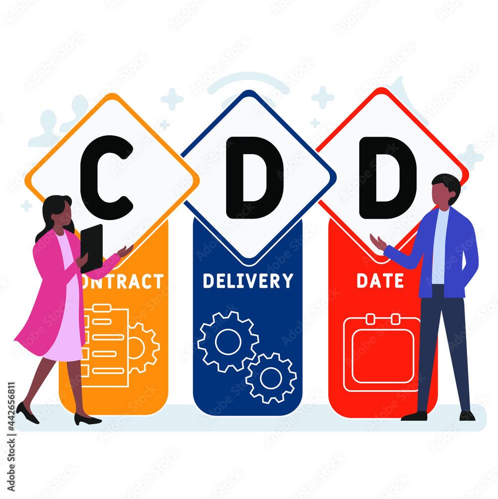 Flat design with people. CDD - Contract Delivery Date acronym. business concept background. Vector illustration for website banner, marketing materials, business presentation, online advertising Flat design with people. CDD - Contract Delivery Date acronym. business concept background. Vector illustration for website banner, marketing materials, business presentation, online advertising
