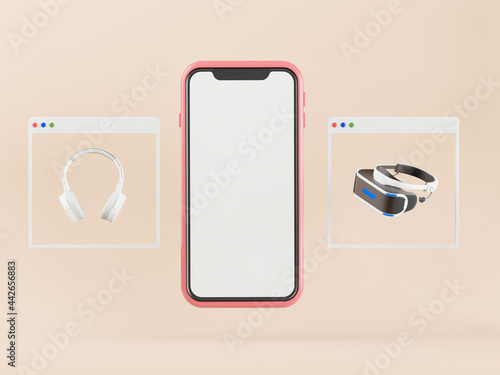 3D mobile phone pastel color with graphic