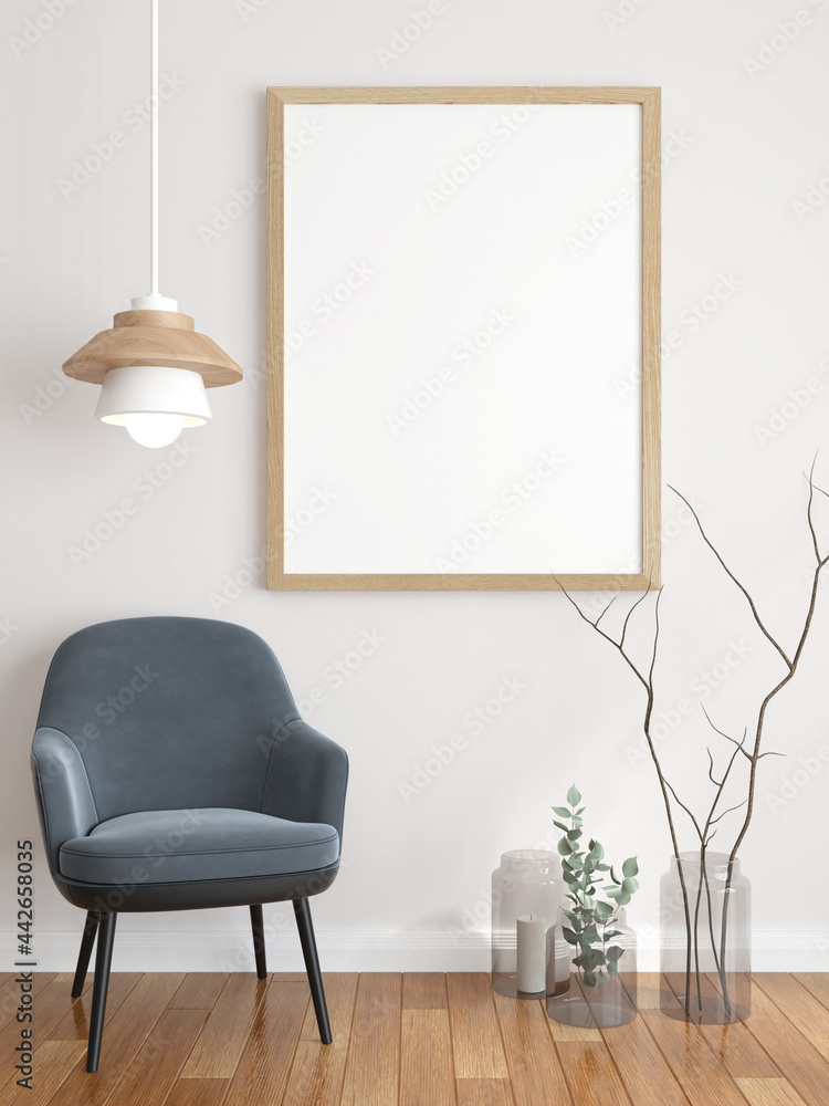 3D living room and sofa with blank photo frame 3D living room and sofa with blank photo frame