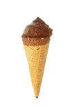 cone of chocolate ice cream isolated on white