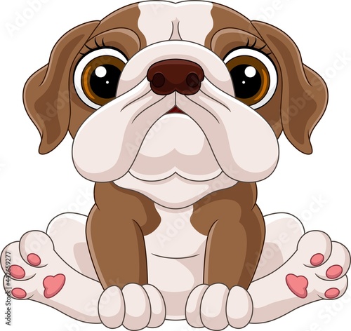 Cartoon cute baby bulldog sitting