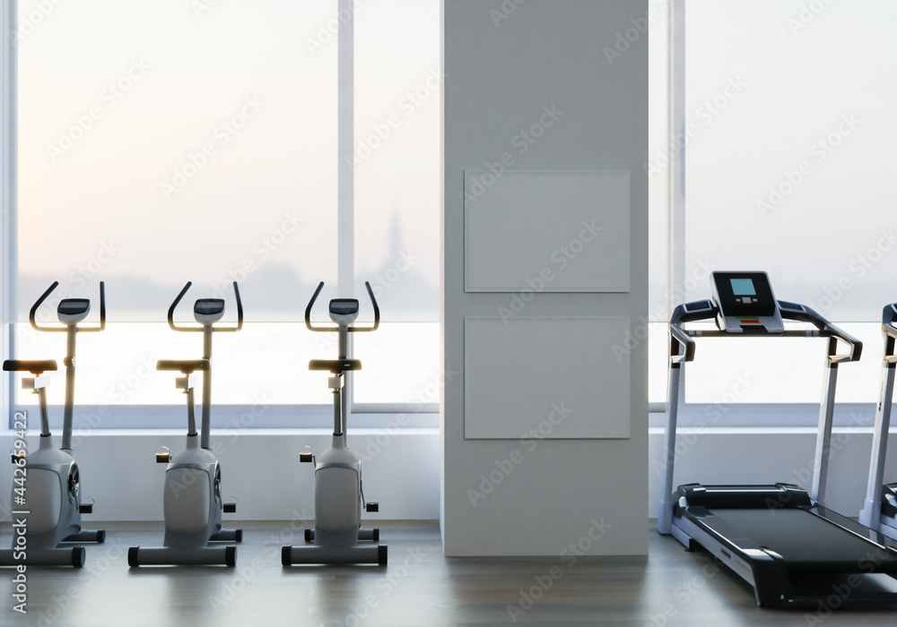 Fototapeta premium Fitness with spin bike 3D style