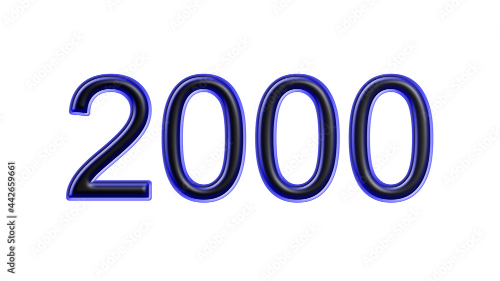 blue 2000 number 3d effect white background blue 2000 number 3d effect white background