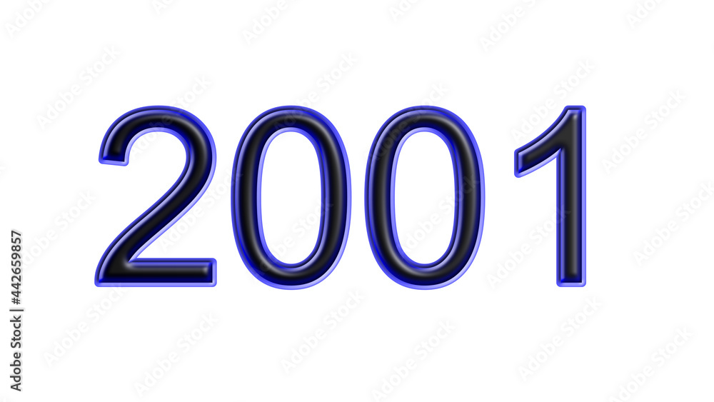 blue 2001 number 3d effect white background blue 2001 number 3d effect white background
