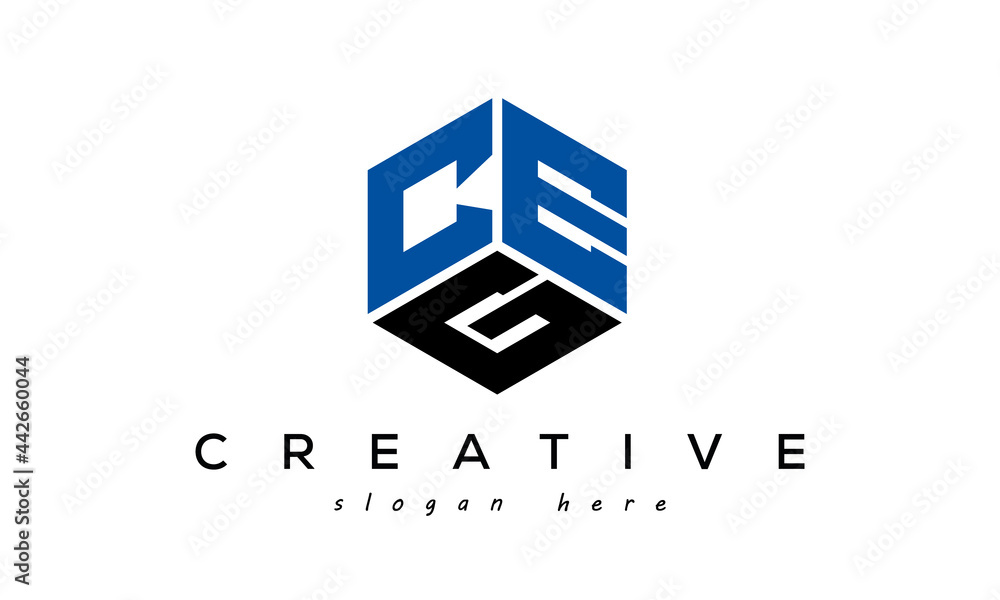 CEG letters creative logo with hexagon - obrazy, fototapety, plakaty 