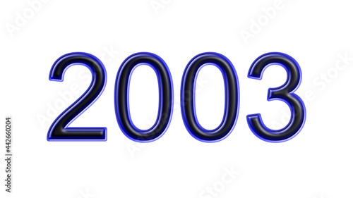 blue 2003 number 3d effect white background