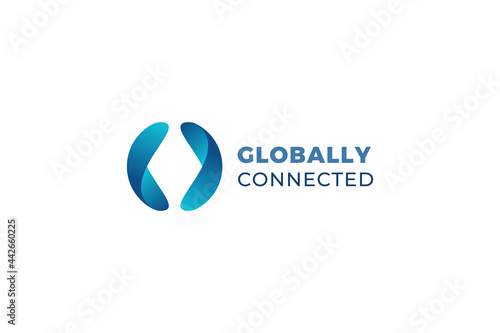 Letter C C 3d blue color globally connected logo photo