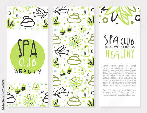 Spa and Beauty Hand Drawn Design for Promo Card Vector Template