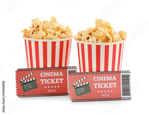 Buckets with tasty popcorn ...