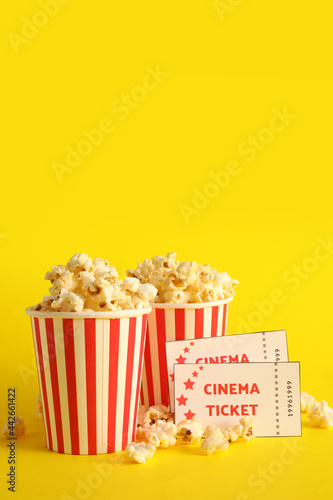 Buckets with tasty popcorn ...