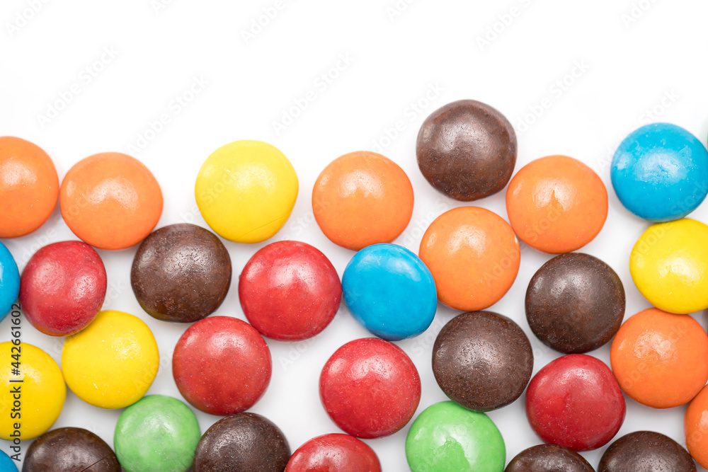 Variety of colorful candies coated with chocolate inside are sweet Variety of colorful candies coated with chocolate inside are sweet
