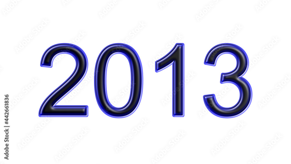 blue 2013 number 3d effect white background