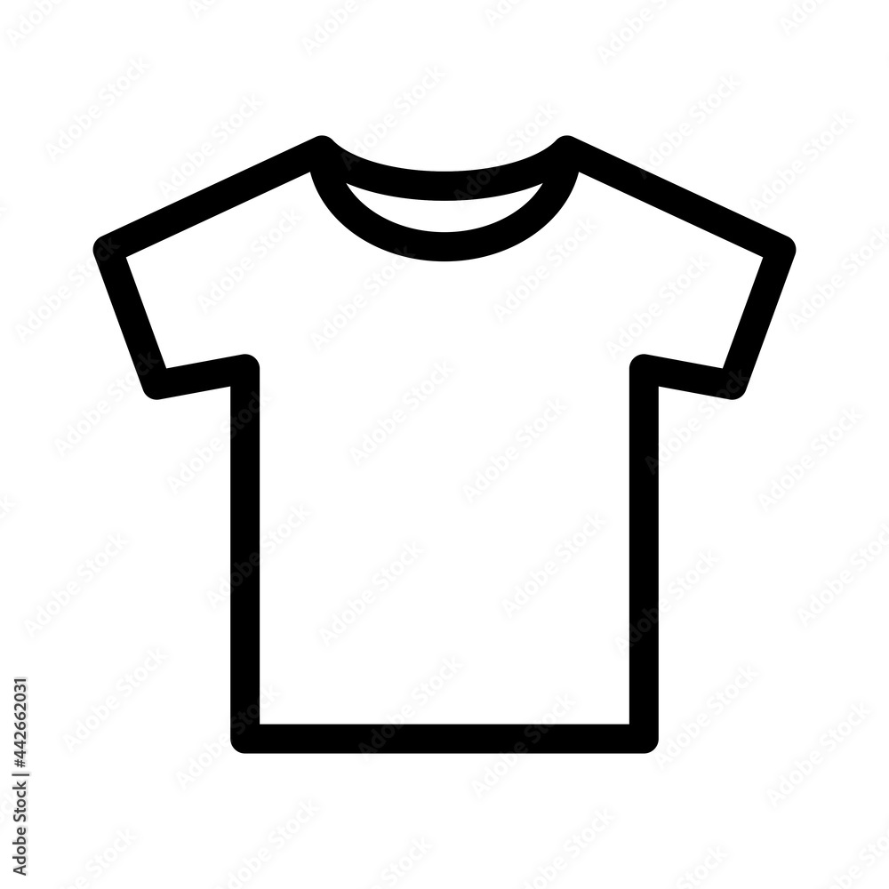 The T-shirt icon. Clothing logo. Outline. White T-shirt isolated on a white background. The T-shirt icon. Clothing logo. Outline. White T-shirt isolated on a white background.