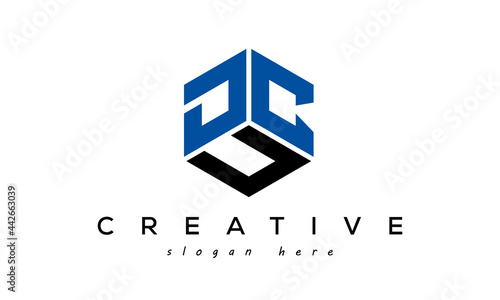 DCU letters creative logo with hexagon photo