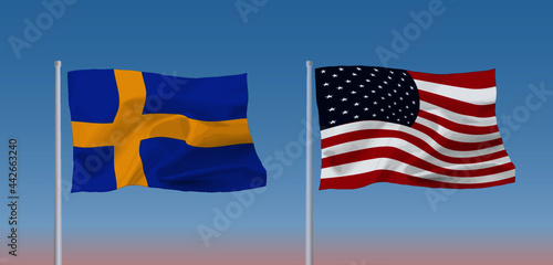 アメリカとスウェーデンの国旗