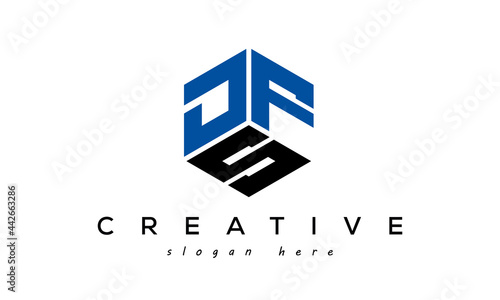 DFS letters creative logo with hexagon photo