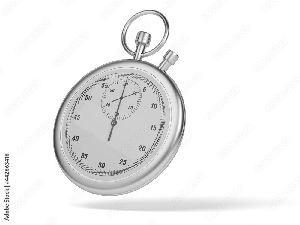 Classic metallic chrome mechanical analog stopwatch Classic metallic chrome mechanical analog stopwatch