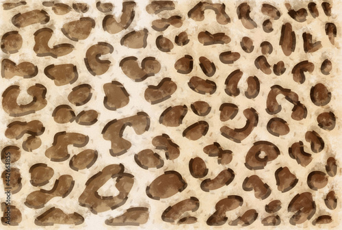 Leopard print watercolor illustration. Trendy animal print